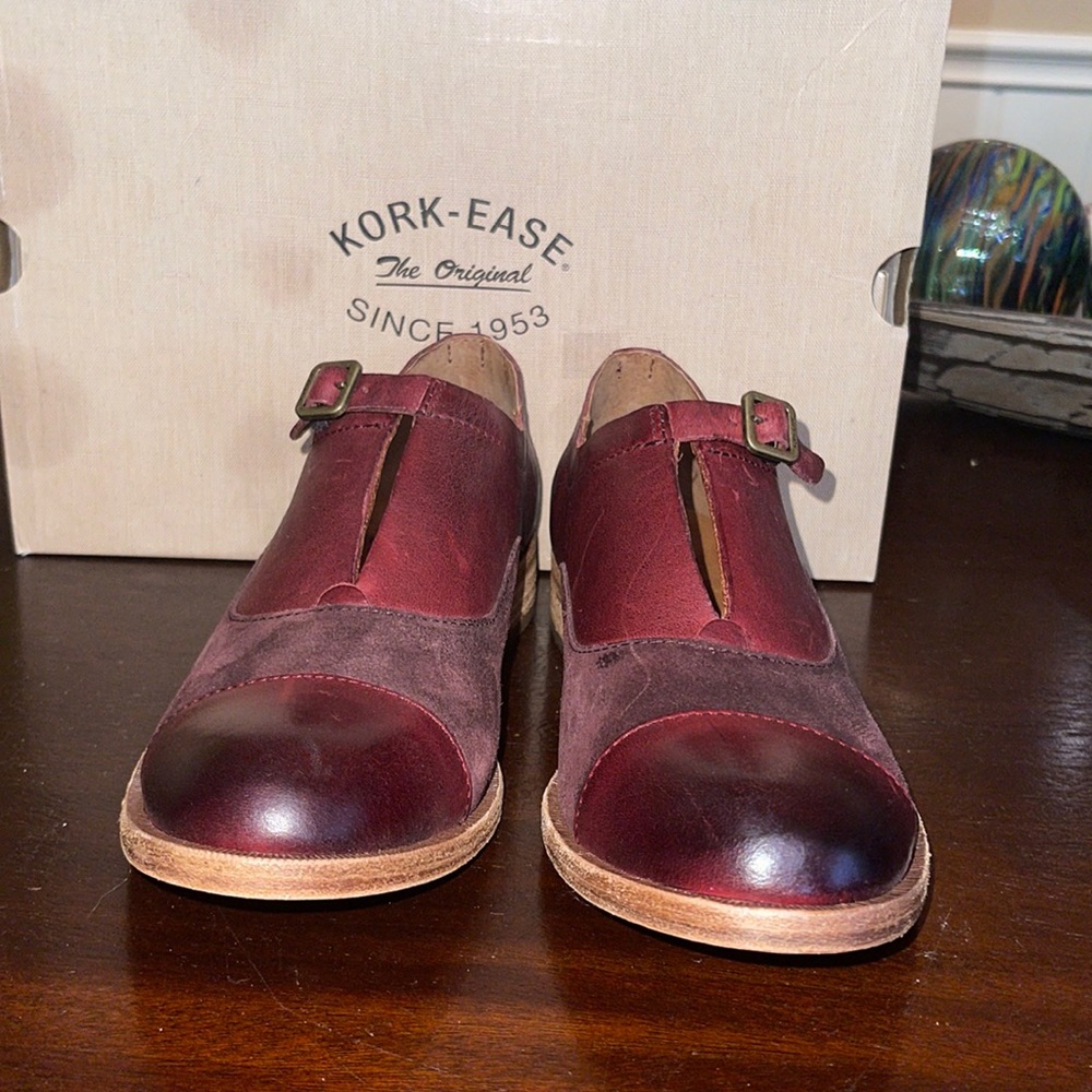 Kork-Ease Niseda Oxford Flat, oxblood red, Size 7.5.
